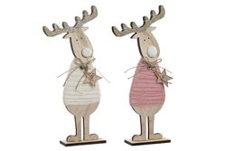 Wooden Christmas reindeer figure with LED 33 cm