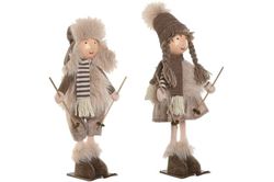 Christmas Boy and Girl Ski Figure