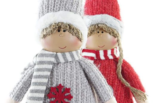 Figur Jul Barn Grå Röd