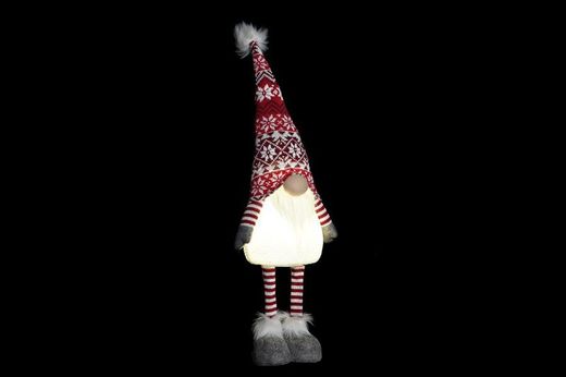 Figur Jul Plysch Gnomo Led Ljus Stor