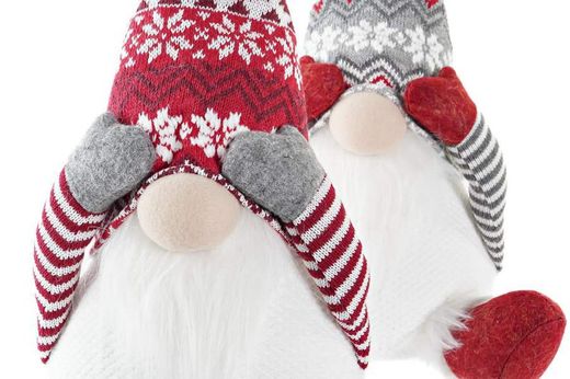 Figura Navidad Peluche Gnomo Luz Led Sentado