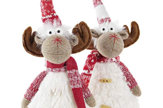 Figur Jul Plysch Ren Vit Röd Medium