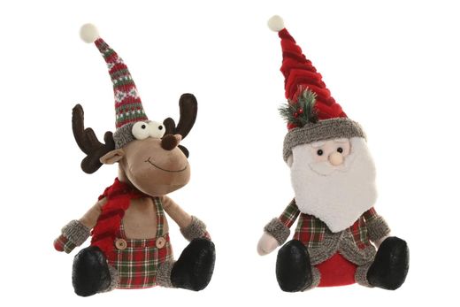 Christmas Figure Reindeer and Santa Claus Sitting Ideal Gift