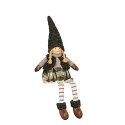 Figura Navideña Niña Colgante Verde Oscuro 15 x 9 x 56 cm Edelmann