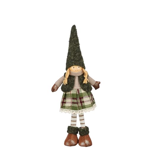 Figura Navideña Niña Verde Oscuro 15 x 9 x 48 cm Edelmann
