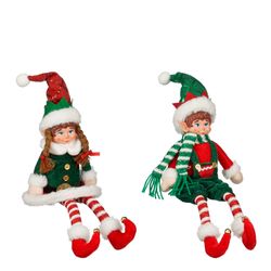 Figura Navideña Niño Niña Rojo Verde 2 Diseños 13 x 6 x 46 cm Edelmann