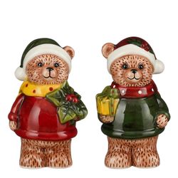 Figura Navideña Oso Rojo Verde 2 Diseños 10 x 7,5 x 15 cm Edelmann
