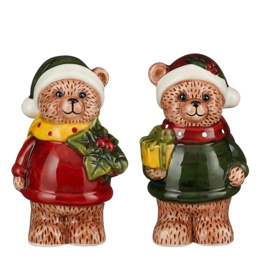 Figura Navideña Oso Rojo Verde 2 Diseños 10 x 7,5 x 15 cm Edelmann