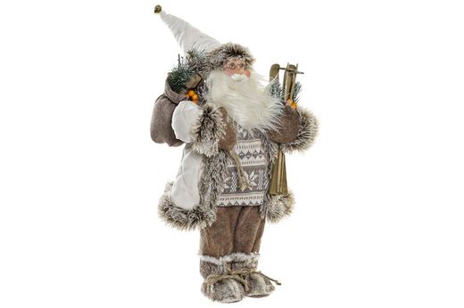 Figura Papai Noel Natal branco 45 cms de altura