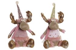 Pink Christmas reindeer figure 42 cm