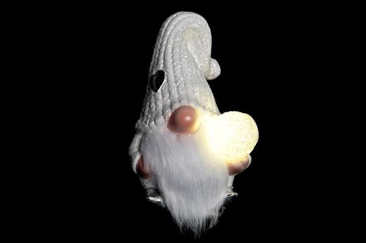 Terrakottafigur Jul Gnom med LED-ljus