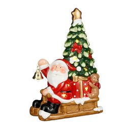 Figura Trineo Papá Noel Rojo LED a Pilas 17 x 9 x 24,5 cm Edelmann