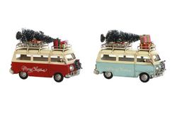 Metal Vintage Christmas Van 17x7x12
