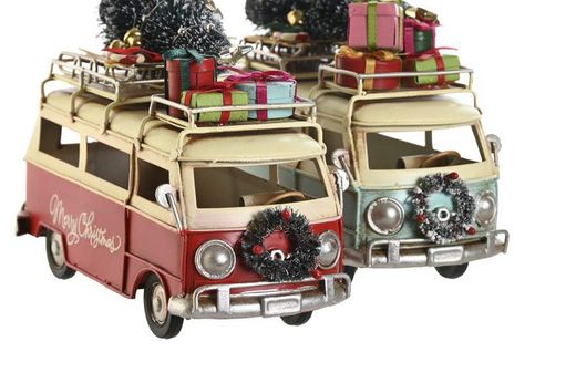 Metal Vintage Christmas Van 17x7x12