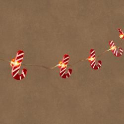 Guirnalda Navideña Bastón de Caramelo Rojo Blanco Cálido 20 LED a Pilas 190 cm Edelmann
