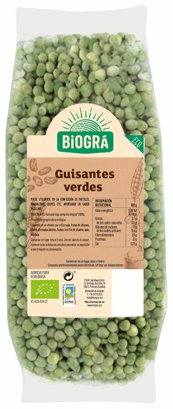 Green Peas 500g Biogra Organic Legumes 250 grs