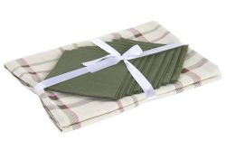 Juego de Mesa Navideño 9 Piezas de Algodón 150 x 250 x 0,2 8 Servicios Tartán