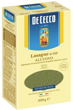 Lasaña al Huevo con Espinacas nº 114 Pasta De Cecco Italia 500 g