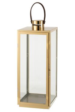 Square Golden Christmas Candle Holder Lantern