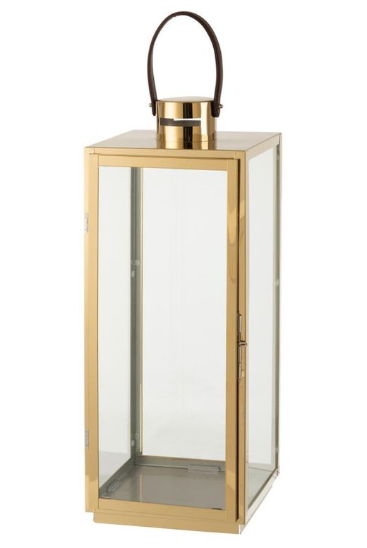 Square Golden Christmas Candle Holder Lantern