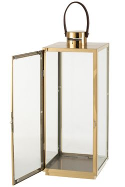 Square Golden Christmas Candle Holder Lantern