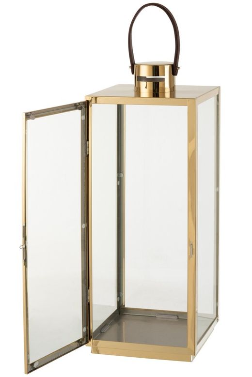 Square Golden Christmas Candle Holder Lantern