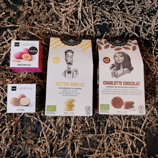 Pacote gourmet de biscoitos e chocolate sem glúten