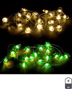 Julbelysning Microled 20 ljus Forma Snögubbe och Julgran med batteri Bizzotto