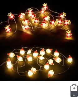 Julbelysning Microled 20 ljus Forma Present och Jultomten med batteri Bizzotto