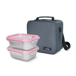 Lunchbag inoxbag gris con 2 contenedores 0,7 l Iris