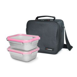 Lunchbag inoxbag negro con 2 contenedores 0,7 l Iris