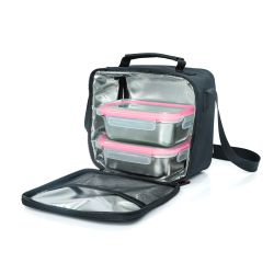 Lunchbag inoxbag negro con 2 contenedores 0,7 l Iris