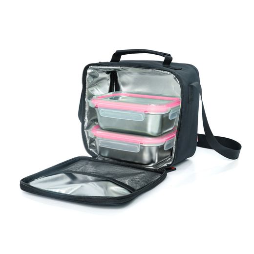 Lunchbag inoxbag negro con 2 contenedores 0,7 l Iris