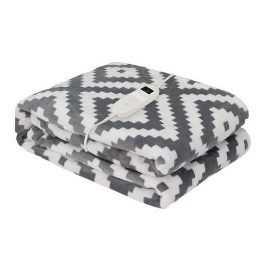 Coperta Elettrica Etnica Grigio Bianco 120w 160x120