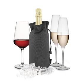 Szary koc chłodzący do wina i wina cava