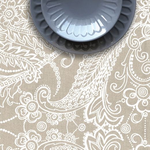 Stain-resistant tablecloth 140x140 macaone beige