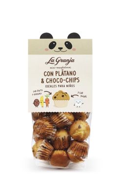 Mini magdalenas con plátano y choco-chips 200g la granja