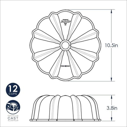 Molde para pastel bundt plateado brillante Nordic Ware