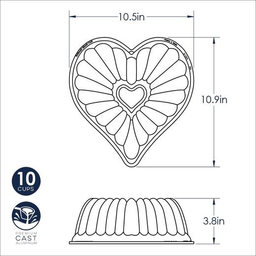 Molde para pastel corazón elegant bundt Nordic Ware