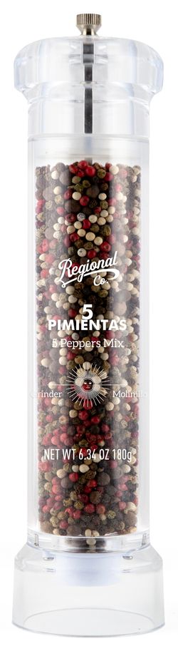 Molinillo Especias y Sal Premium Mix 5 Pimientas 180 g Regional & Co