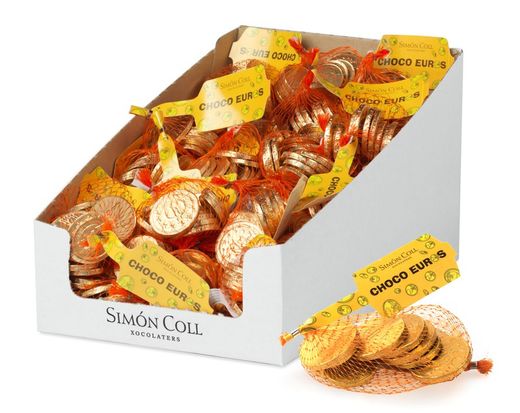 Worek na monety czekoladowe 50 g pudełko 60 szt.