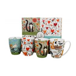 Mug Taza Clasico Juego 4 Cats Porcelana Duo Art Gallery