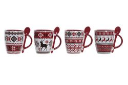 Christmas porcelain mug with spoon