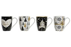 Christmas porcelain mug white and black