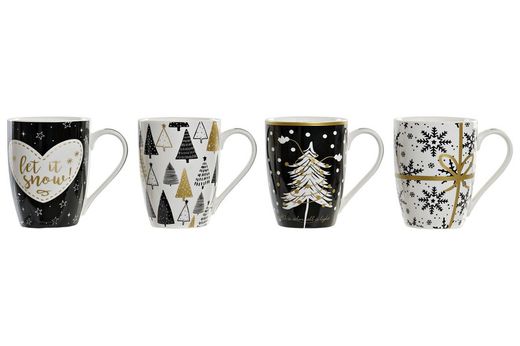 Christmas porcelain mug white and black