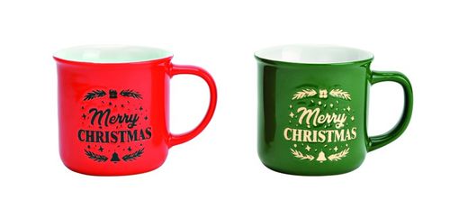 Mugg jul, röd och grön, stoneware G Wurm