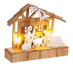 Nativity scene belén natural with led light 18cmx15,5cm