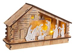 Natural Nativity Scene with LED Light 30cmx17,5cm
