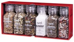 Pack Regalo Molinillos 6 Sales y Pimientas Gourmet Ideal Regalo Regional & Co