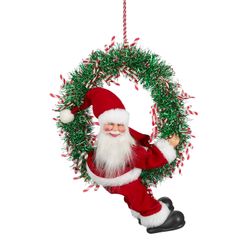 Papá Noel Colgante Rojo con Movimiento y Música a Pilas 37 x 15 x 50 cm Edelmann